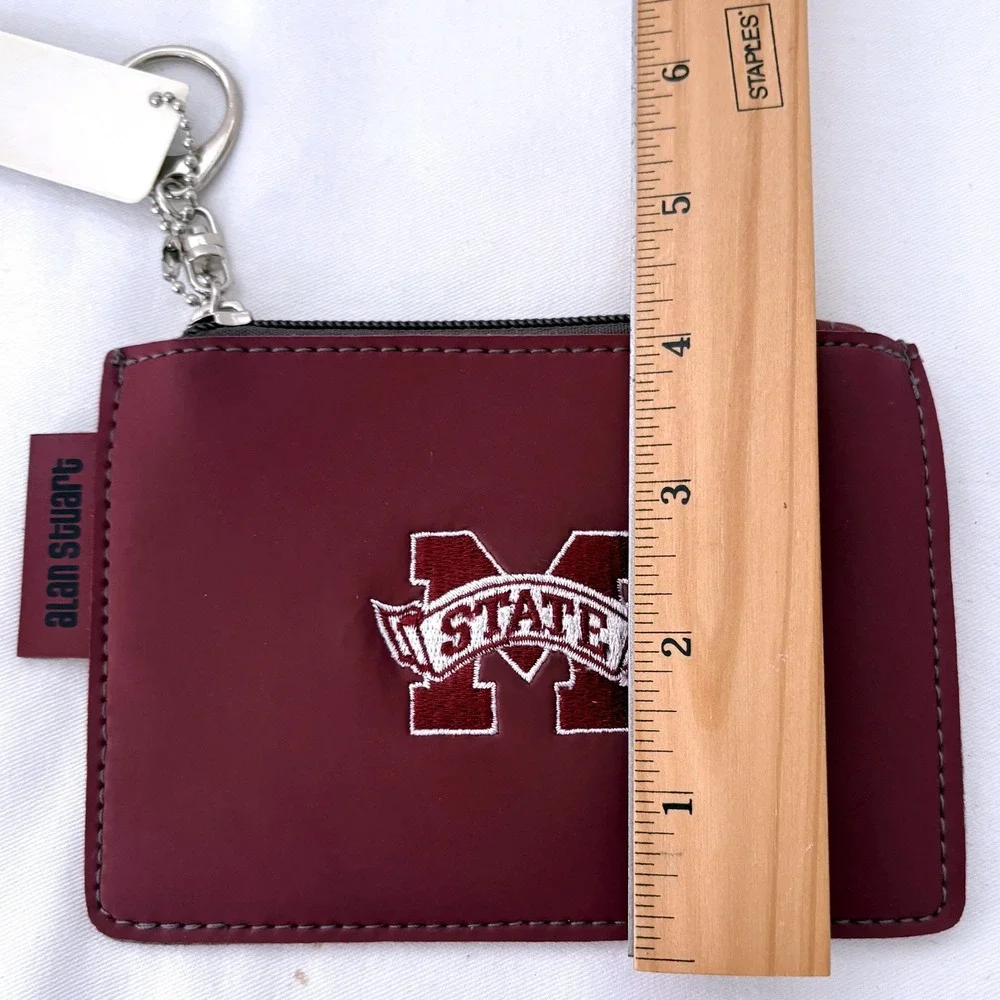 Alan Stuart Mississippi State MSU ID Case Wallet Maroon Embroidered Key Ring